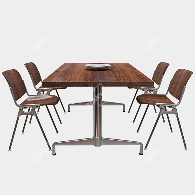 Luxury Rosewood Dining Table with Castelli Chairs 3D model image 3