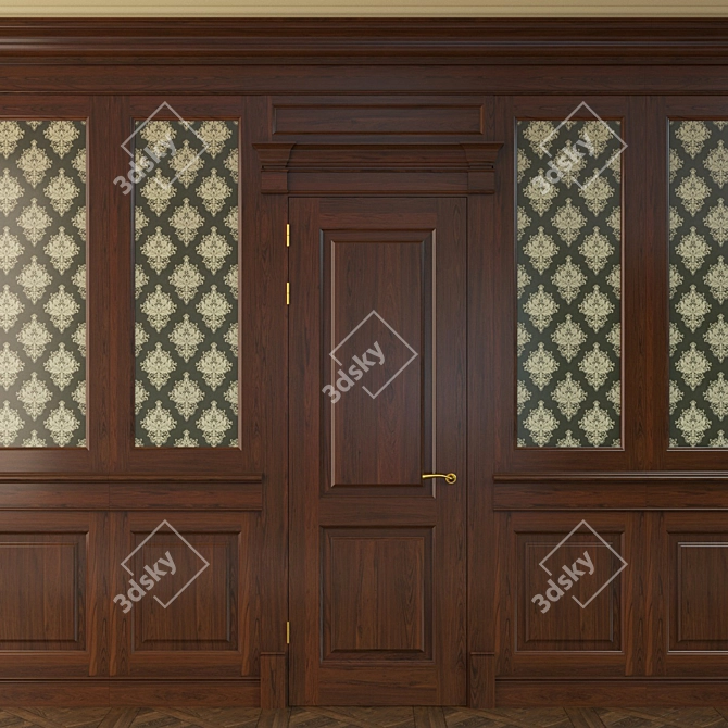 Elegant Wood Door Panels 3D model image 1