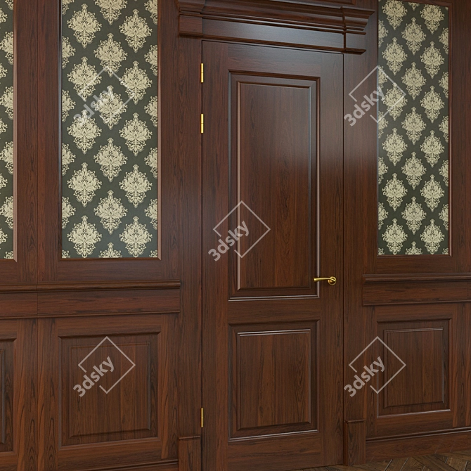 Elegant Wood Door Panels 3D model image 2