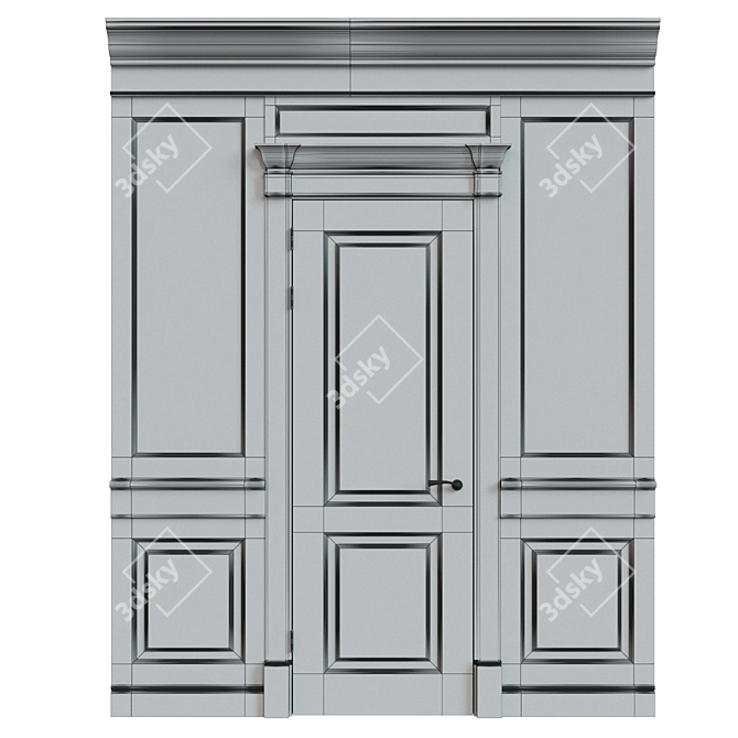 Elegant Wood Door Panels 3D model image 3