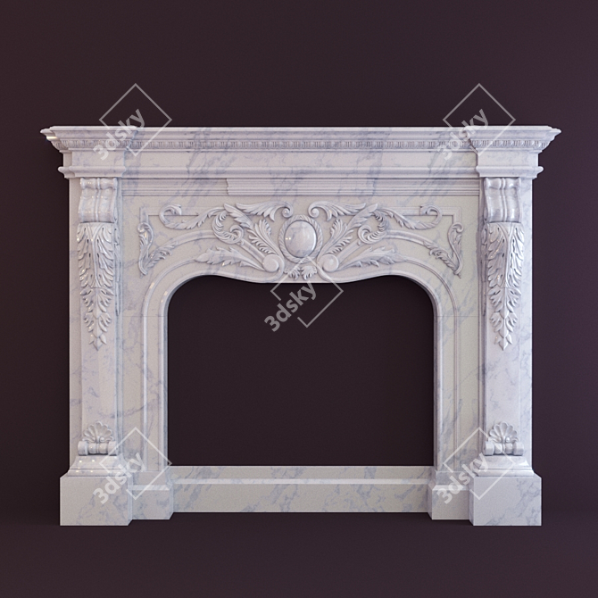 Elegant Marble Fireplace Portal 3D model image 1