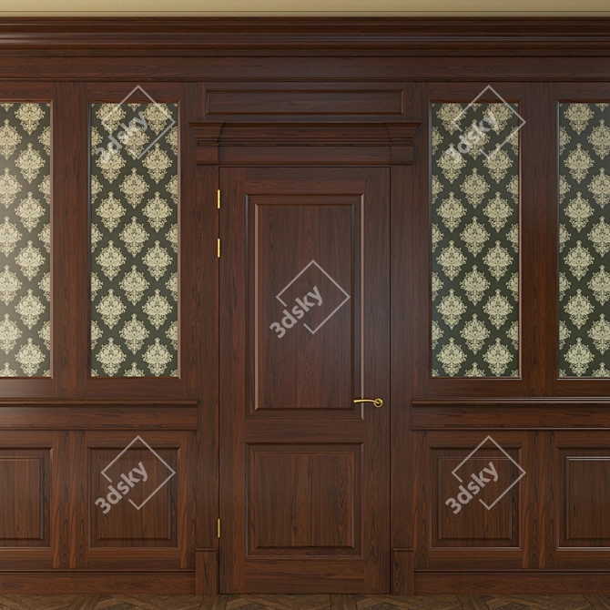 800-Panel Wooden Door 3D model image 1