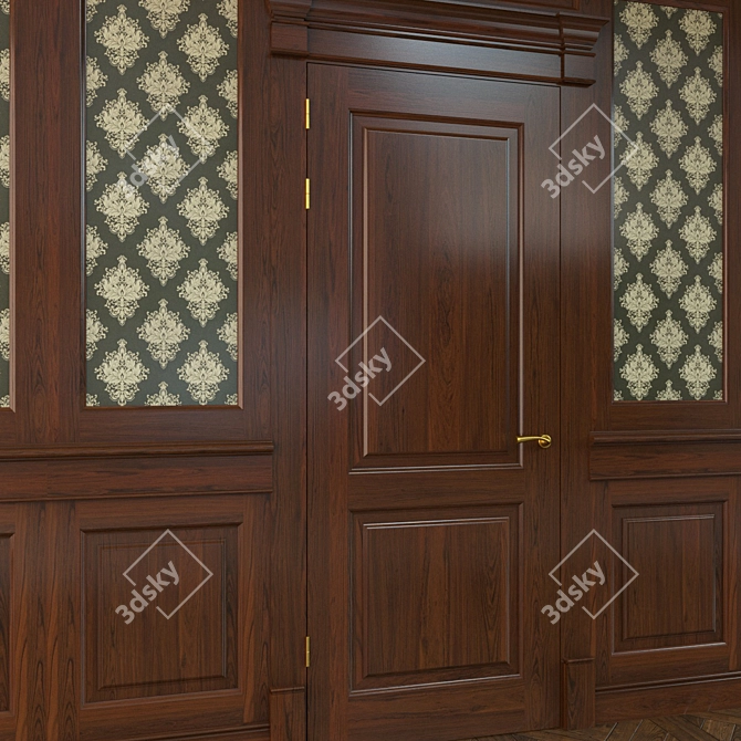 800-Panel Wooden Door 3D model image 2