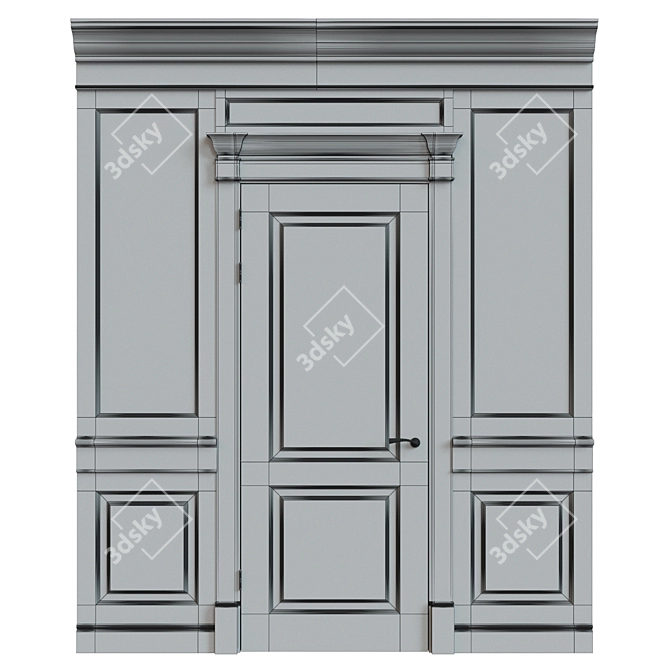 800-Panel Wooden Door 3D model image 3