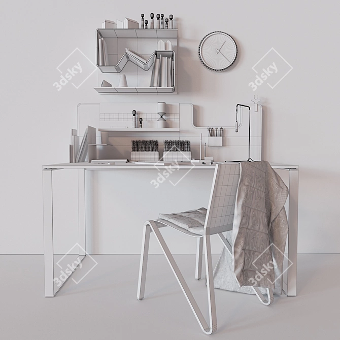 Modern Desk Set with Jazz Narbutas Table, Plycollection ZESTY Chair, Woodendot KESITO Organizer and More! 3D model image 3