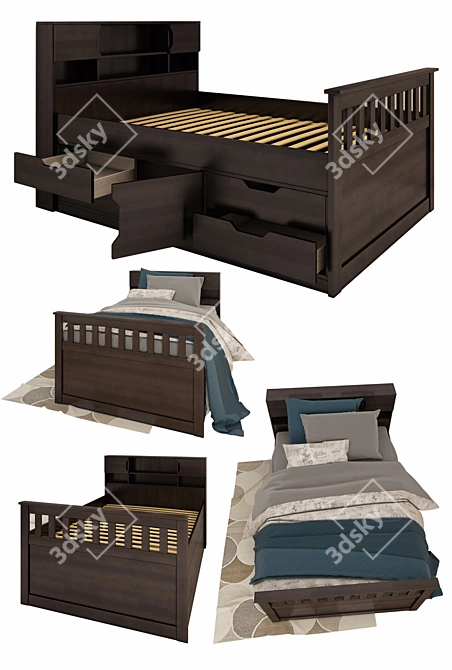 Madison Full/Double Captain's Bed 3D model image 2