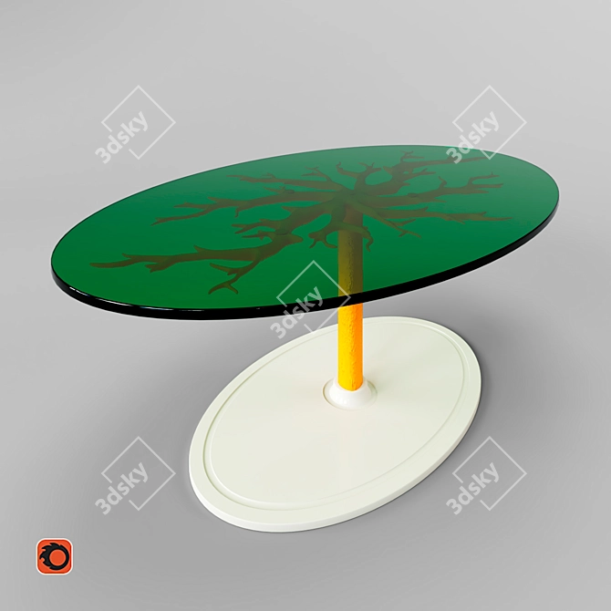 Oval Wood Coffee Table 3D model image 1