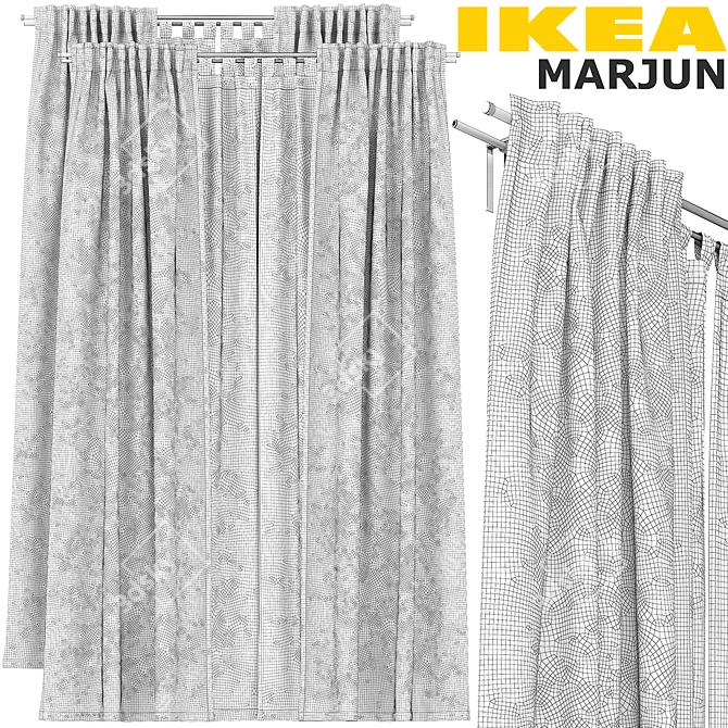 Modern Gray and Brown Curtain Set 3D model image 3