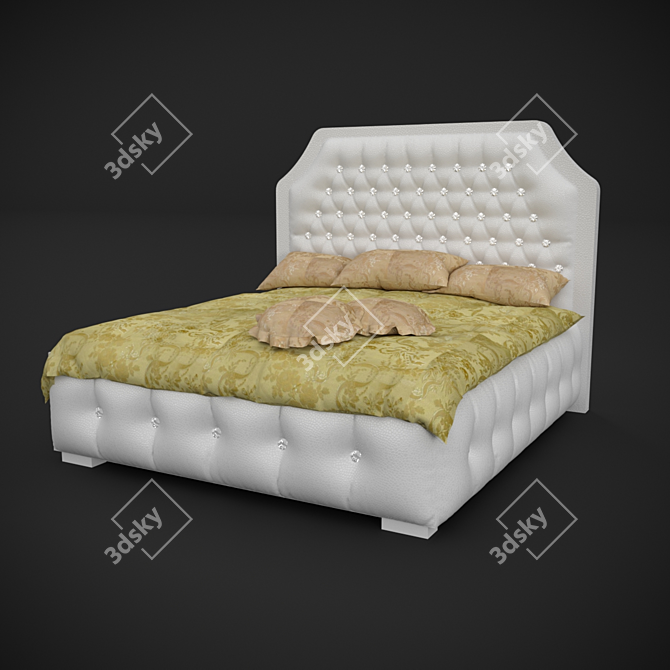 Classic Carriage Upholstered Bed 3D model image 1