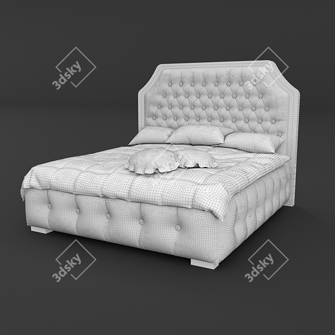 Classic Carriage Upholstered Bed 3D model image 2