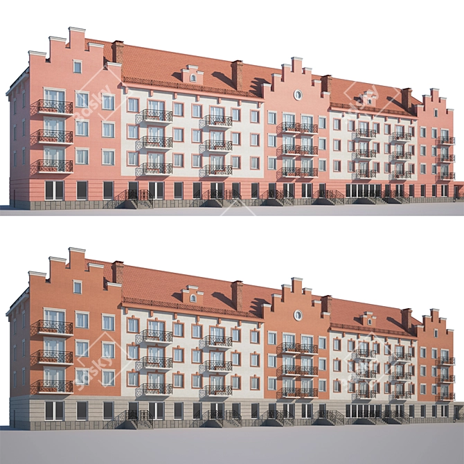 Renovated Low-Rise House Facade 3D model image 1