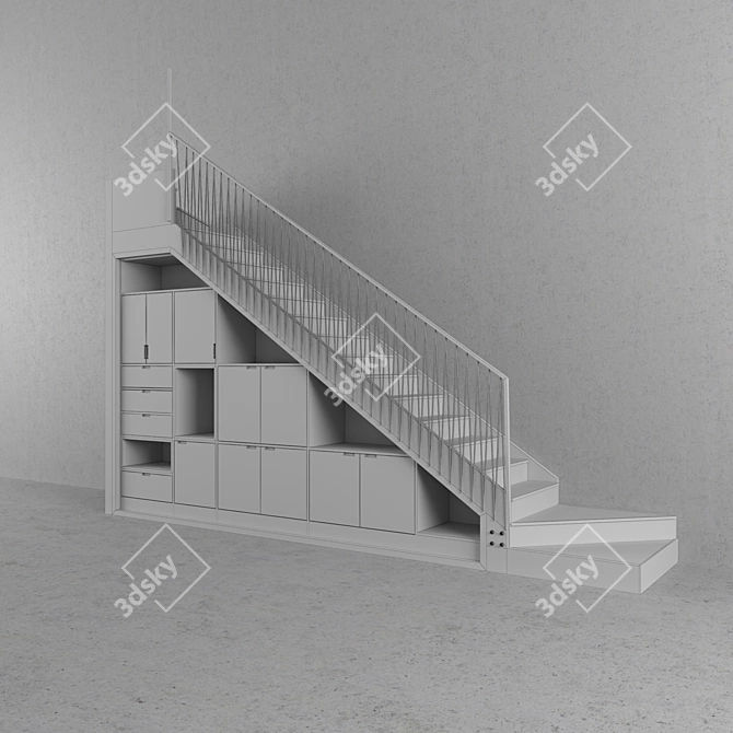 Sleek Steel Coffee Stairs 3D model image 2