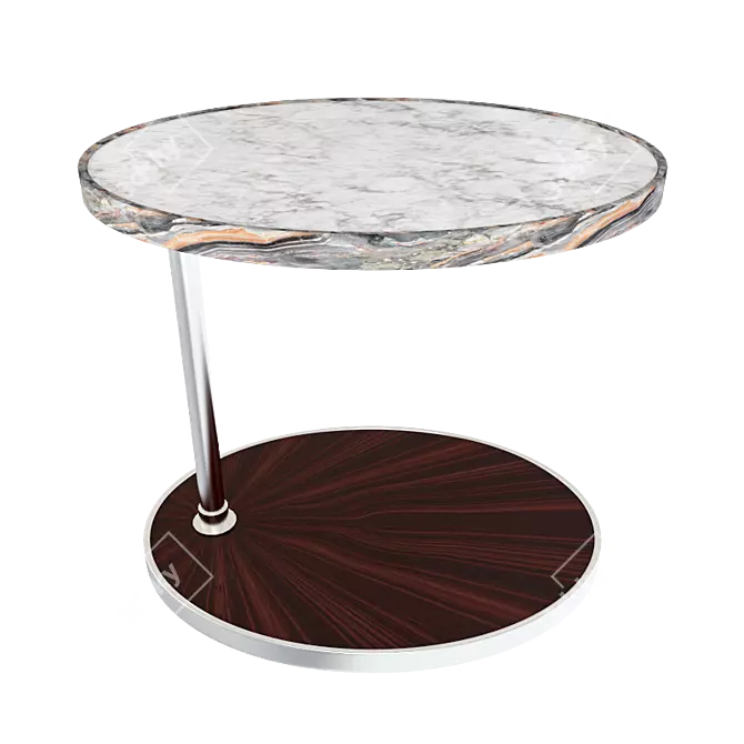 Vintage Black Wood and Nickel Mirror Rotating Table 3D model image 1