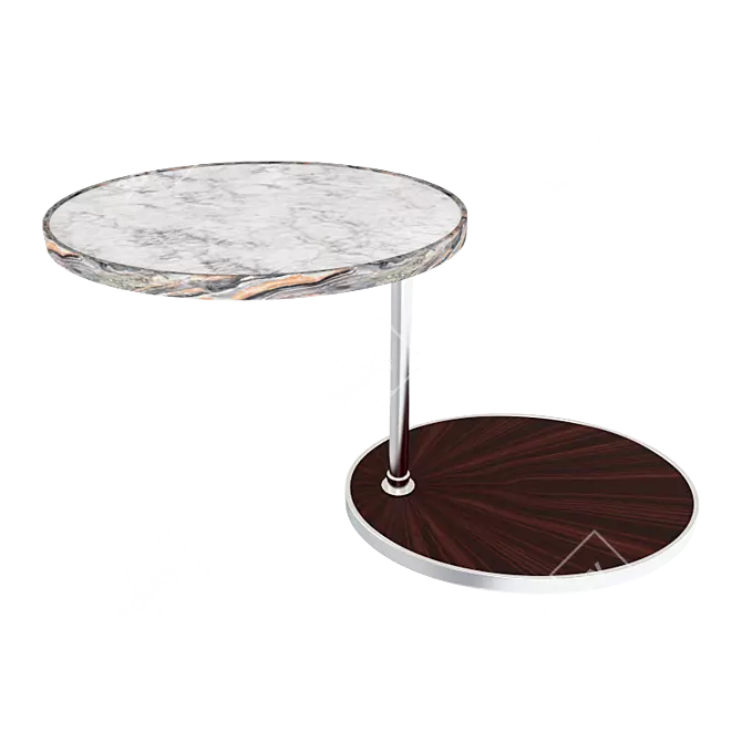 Vintage Black Wood and Nickel Mirror Rotating Table 3D model image 2