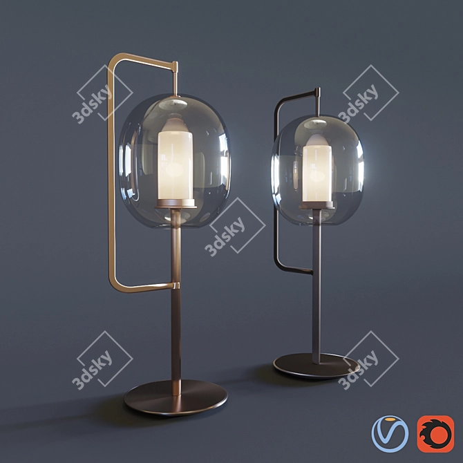 Golden Lantern Table Lamp 3D model image 1