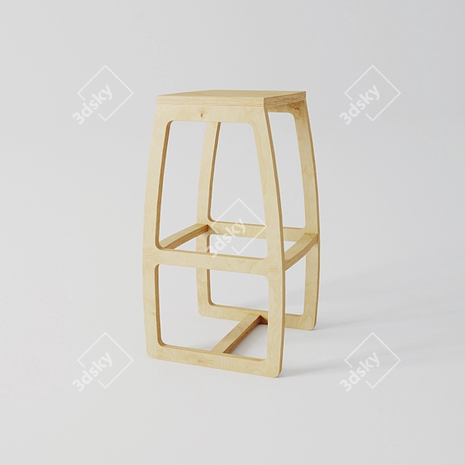 Birch Plywood Bar Stool: Stylish and Durable 3D model image 1