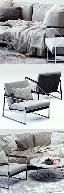 Title: St Germain Sofa & Daytona Armchair Set 3D model image 2