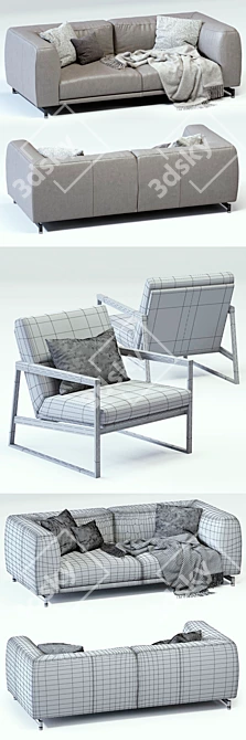 Title: St Germain Sofa & Daytona Armchair Set 3D model image 3
