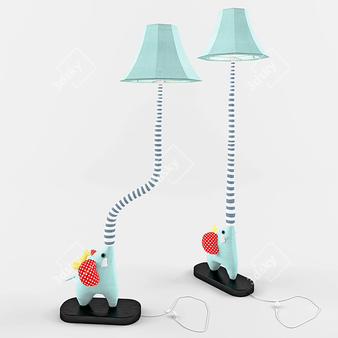 Adorable Elephant Kids Floor Lamp 3D model image 1