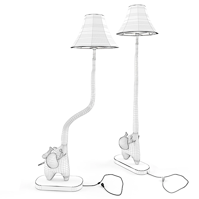 Adorable Elephant Kids Floor Lamp 3D model image 2