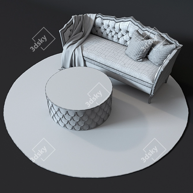 Modern Brooks Sofa Set with Gatsby Coffee Table & Fandi Carpet 3D model image 3