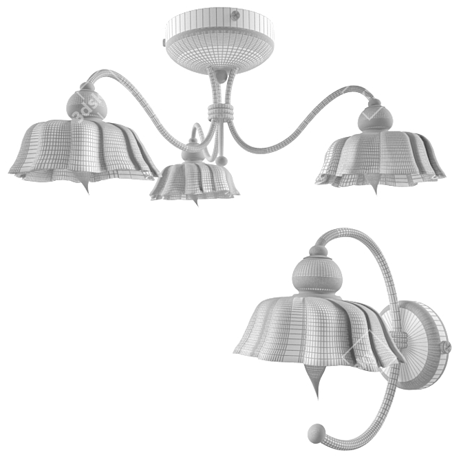 Ferroluce Modena 3-Light Chandelier 3D model image 3