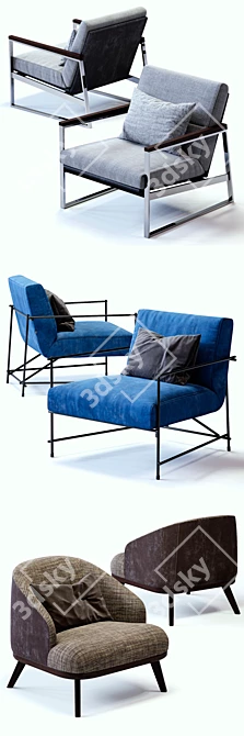 Italian Armchair Set: Kyo, St. Tropez, Daytona 3D model image 2