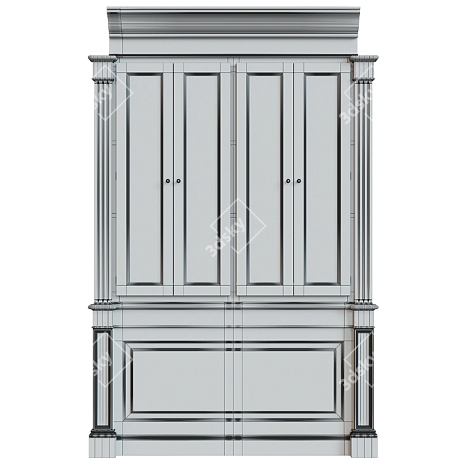 Built-in Wardrobe Set | 1500mm Module, Pilasters, Cornice 3D model image 3