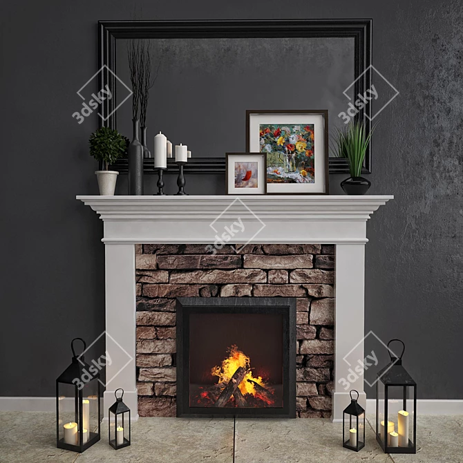 Decorative Fireplace Set 3D model image 1