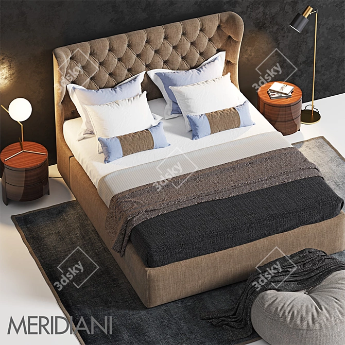 Luxury King Size Bed - MERIDIANI LAUREN 3D model image 1