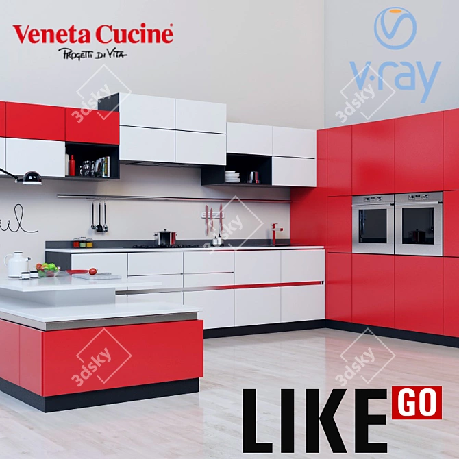 Vineto Cucine Like_GO: Modern Kitchen with Texture and Render Files 3D model image 2