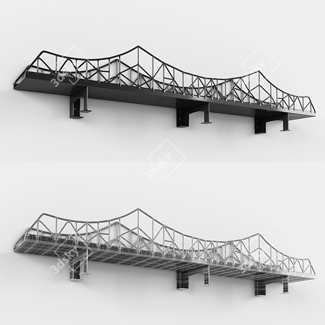 Sturdy Iron Bridge Shelf 3D model image 1