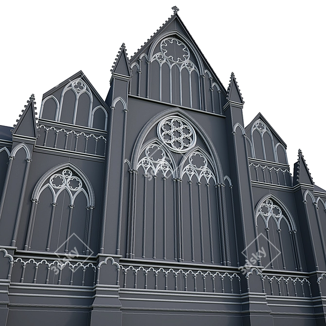 Gothic Facade: Magnificent, 23.3m Tall 3D model image 3