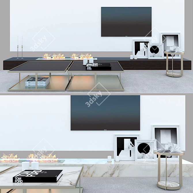 Elegant Electric Fireplace TV Wall 3D model image 1