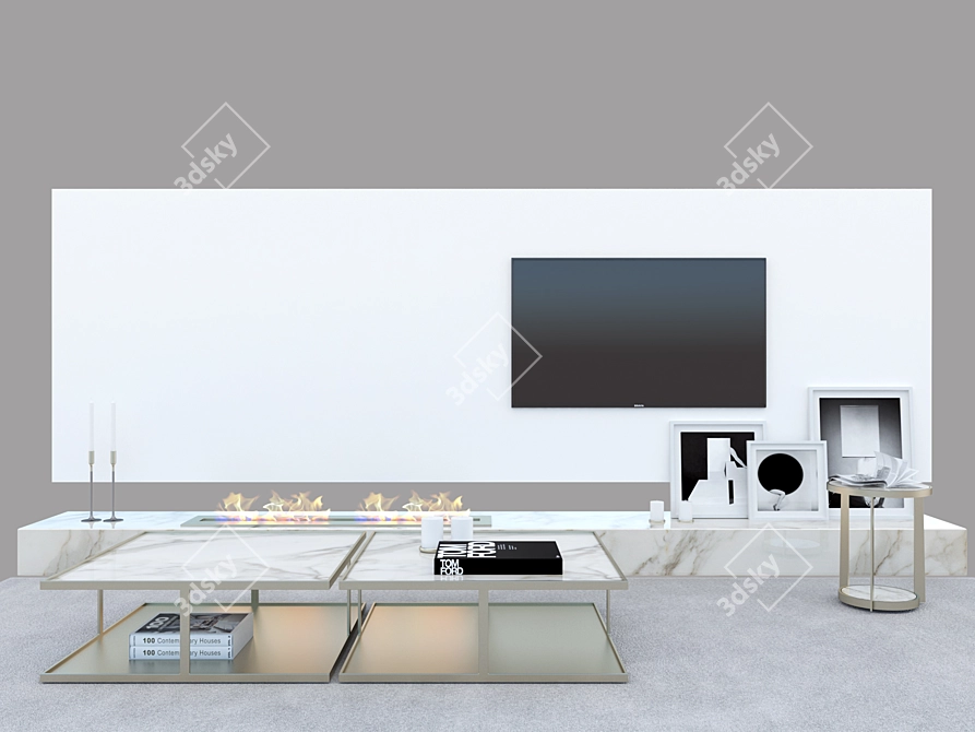 Elegant Electric Fireplace TV Wall 3D model image 3