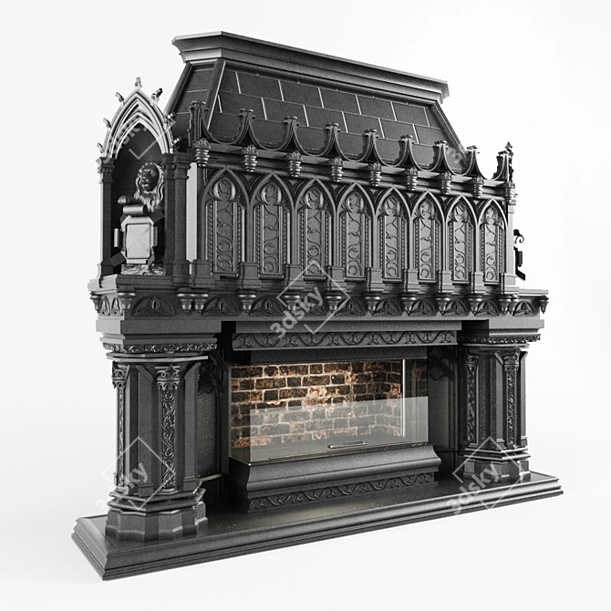 Ethereal Inferno Gothic Fireplace 3D model image 1