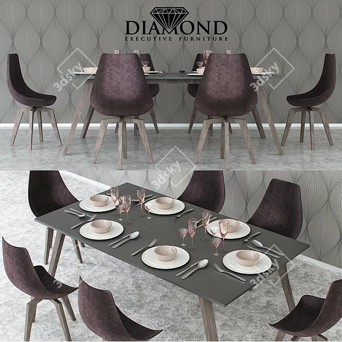 Luxury Diamond Dining Set | Elegant and Exquisite 3D model image 1