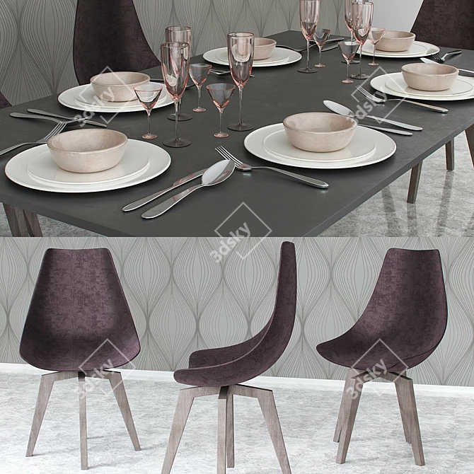 Luxury Diamond Dining Set | Elegant and Exquisite 3D model image 2