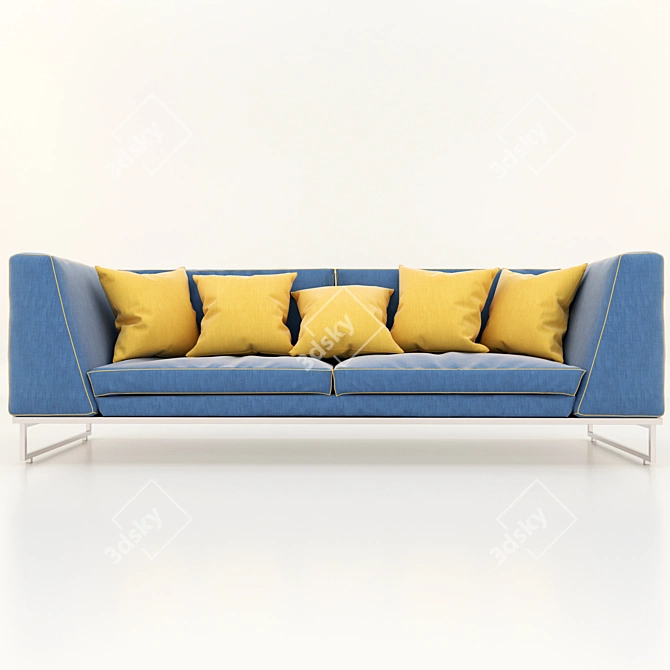 Vibrant Denim Sofa: Colorful Seating 3D model image 1