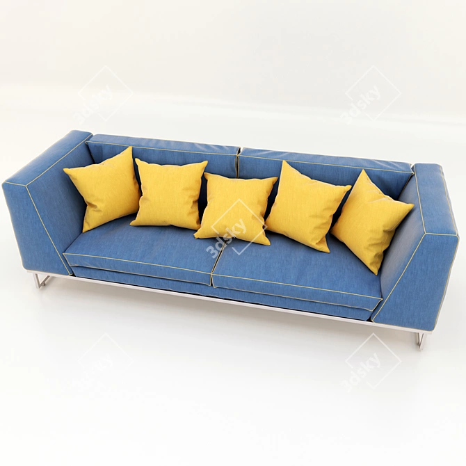 Vibrant Denim Sofa: Colorful Seating 3D model image 2