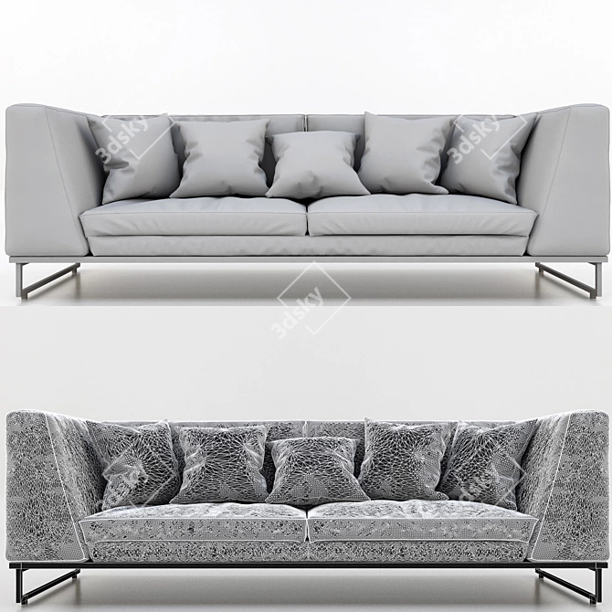 Vibrant Denim Sofa: Colorful Seating 3D model image 3