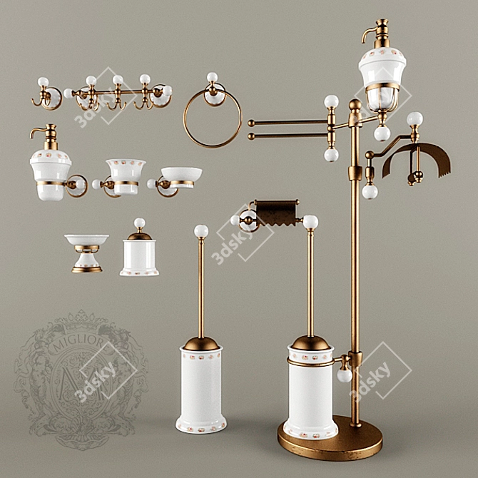 Elegant Provance Bathroom Accessories 3D model image 1