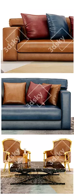 Elegant Heritage: Classical Sofa Set 3D model image 2