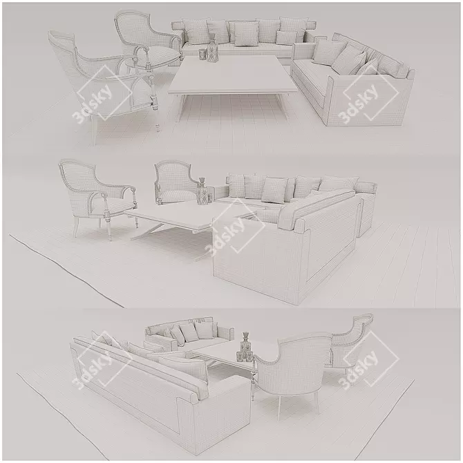 Elegant Heritage: Classical Sofa Set 3D model image 3