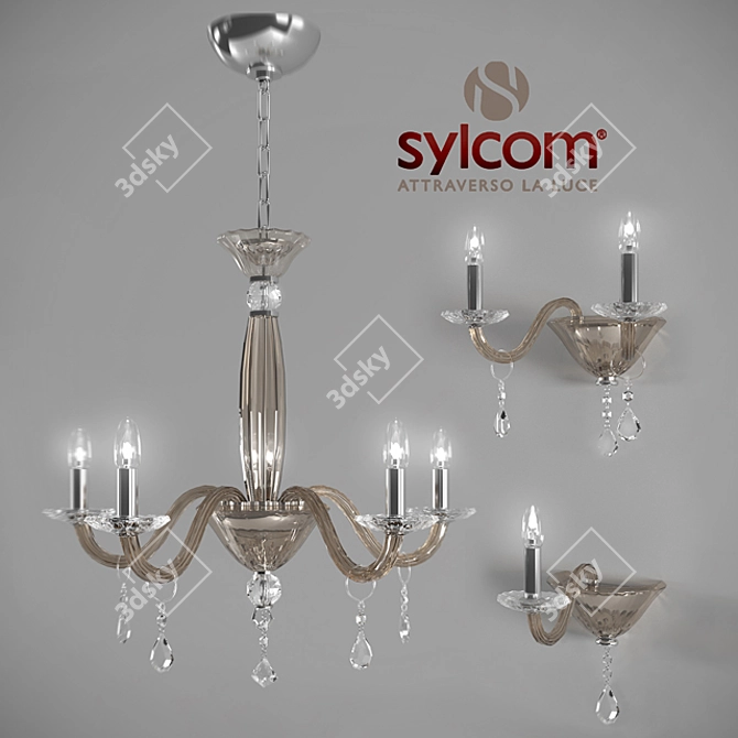 Sylcom Chandelier Set, Sconces 660/5, 660/А1, 660/А2 3D model image 1