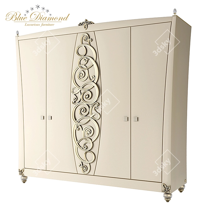 Lanpas Blue Diamond 2300E: Glamorous Four-Door Wardrobe with Swarovski Elements 3D model image 1