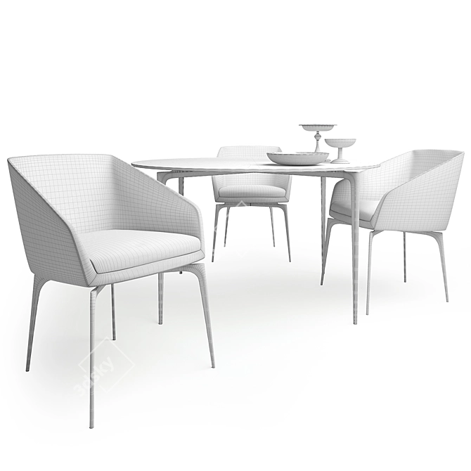 ALIVAR / Denise and Liuto Round: Stylish Chairs and Table Set 3D model image 3