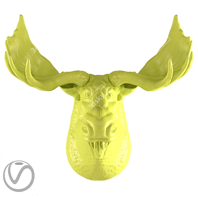 Elegant Gypsum Moose Sculpture 3D model image 2