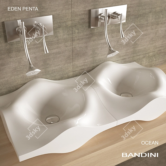 Elegant Ocean Sink & Eden Penta Mixer 3D model image 1