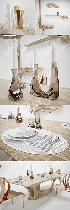 Sculptural Dining Masterpieces 3D model image 2